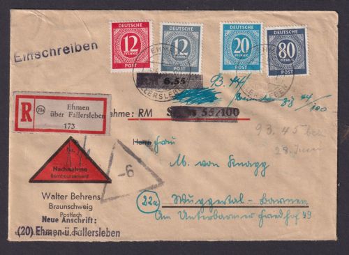 Briefmarken Besetzung Gemeinschaft R Nachnahme Brief Ehmen über Fallersleben