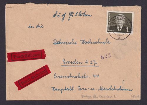 Briefmarken DDR Eilboten Brief Pieck III 1 DM 342 Berlin Köpenick nach Dresden
