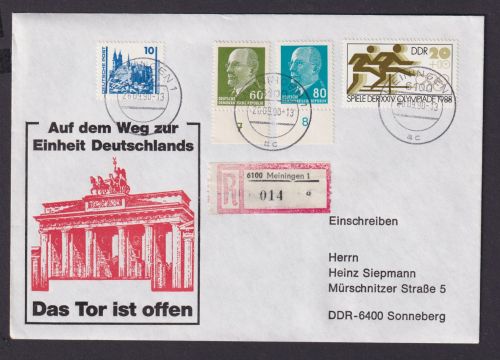 Briefmarken DDR R Brief Einheit Deutschland Berlin Brandenburger Tor Meiningen
