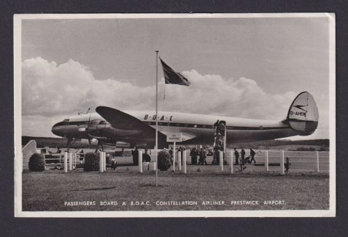 Flugpost Ansichtskarte Großbritannien BOAC Passengers Constellation Airliner