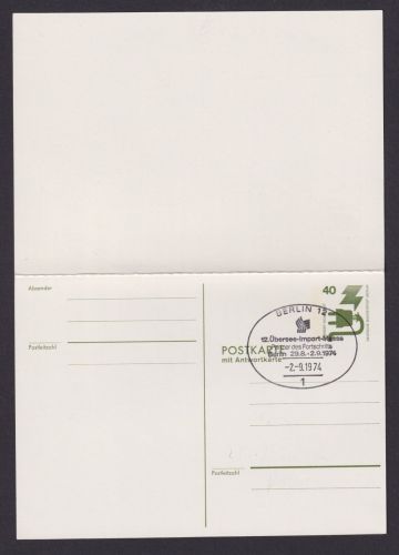 Briefmarken Berlin Ganzsache 40 Pfg. Unfallverhütung F/A Berlin 12 Übersee