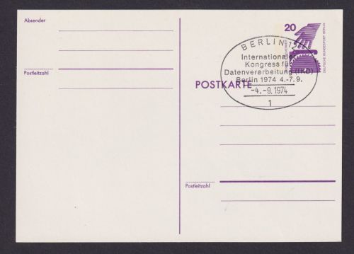 Briefmarken Berlin Ganzsache 20 Pfg. Unfallverhütung SST Berlin Kongress für