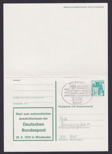 Postsache Briefmarken Bundesrepublik Ganzsache Start zum automatischen