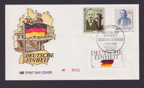 DDR Bund Deutsche Einheit attraktiver Brief mit Golddruck + Deutschlandfahne
