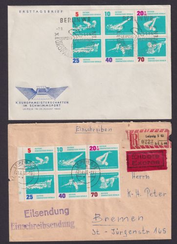 DDR Lot Sammlung Sport Zusammendrucke Briefe Wassersport Festpreis 30,00