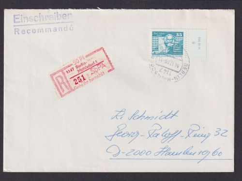 Briefmarken DDR Einschreibemarke Druckvermerk Berlin Mahlsdorf 50 Pfg. + 2506 DV