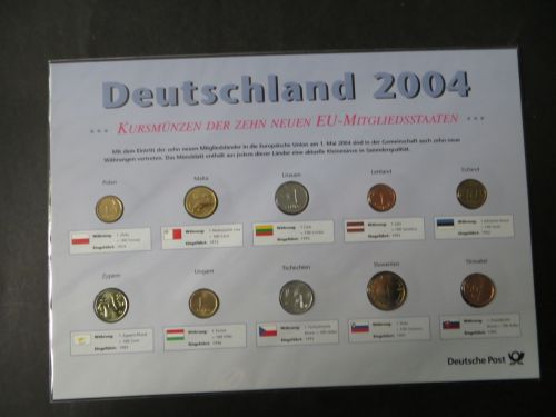 Münzen Europa 2004 KURSMÜNZEN DER NEUEN EU MITGLIEDSSTAATEN STEMPELGLANZ