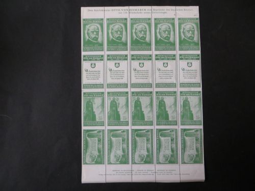 Bismarck Reichskanzler Vignetten Reklame Cinderella Briefmarke sehr selt. Bogen