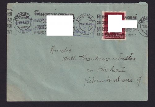 Besetzung Polen Generalgouvernement Brief selt Maschinen SST eingeführt Krakau