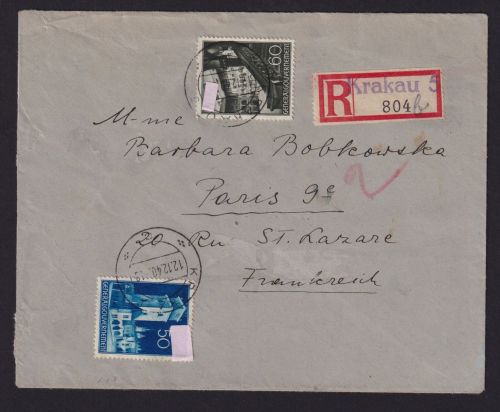Besetzung Polen Generalgouvernement R Brief Krakau 5 Not R Zettel n. Paris