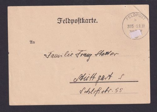 Postsache Besetzung Polen Generalgouvernement Feldpost K1 b 393 Benachrichtigung