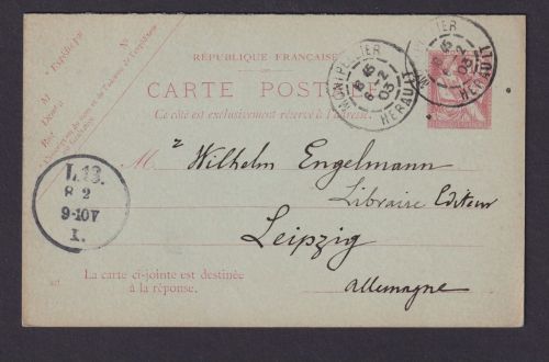 Briefmarken Frankreich Ganzsache P 17 F & A Montpellier Leipzig Kat.-Wert 55,00