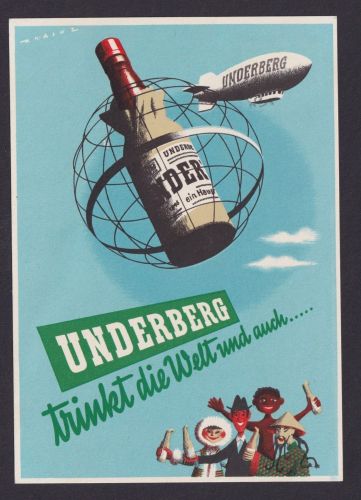 Reklame Underberg Zeppelin Sport Wintersport Flugpost Brief Air Mail Österreich
