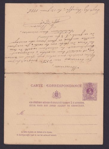 Belgien Ganzsache P 13 Frage & Antwort Ziffer im Oval Kat.-Wert 100,00 €