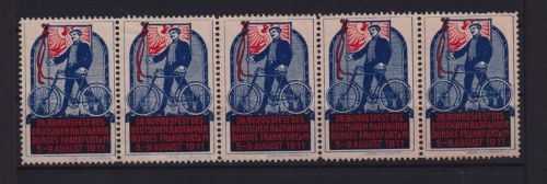 Fahrrad Jugendstil Art Nouveau Künstler Vignetten 28. Bundesfest Radfahrerbund