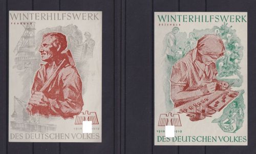 Deutsches Reich Propaganda WHW Winterhilfswerk 2 große Vignetten 74x116mm 1938-