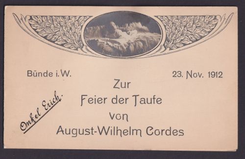 Jugendstil Bünde Westfalen Speisekarte Menukarte August Wilhelm Cordes