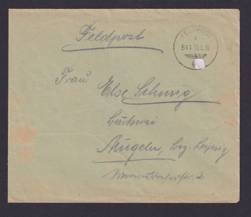 Besetzung Polen Generalgouvernement Brief Dresden Mugeln Sachsen Feldpost K1 611