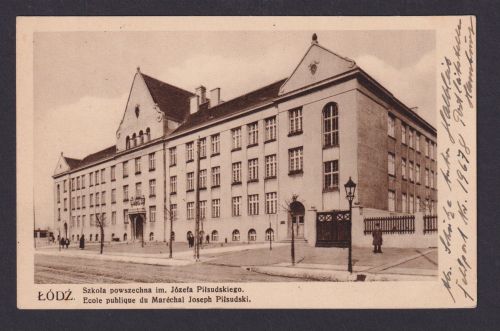 Besetzung Polen Generalgouvernement Ansichtskarte Lodz Szkola Powszechna Lübeck