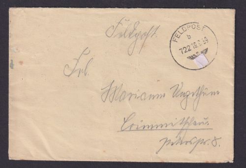Besetzung Polen Generalgouvernement Feldpost Brief K1 722 Crimmitschau ? Sachsen