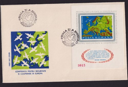 Rumänien Brief Block 125 Europa KSZE FDC 30.7.1975 Kat.-Wert 80,00 €