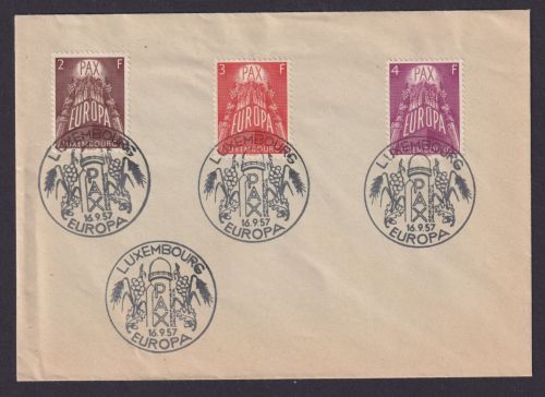 Luxemburg 572-574 Europa 1957 Brief als FDC Kat.-Wert 75,00