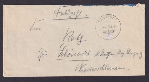 Besetzung Polen Generalgouvernement Feldpost Brief stummer St. Feldpost Nr 14819