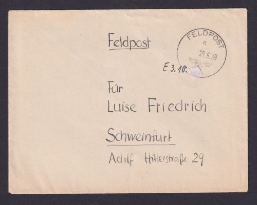 Besetzung Polen Generalgouvernement Feldpost Brief stummer Feldpost St. Nr 37020