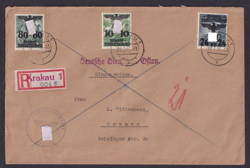 Besetzung Polen Generalgouvernement R Brief Krakau Bremen Deutsche Dienstpost