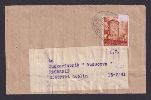 Besetzung Polen Generalgouvernement Brief Cholm Rachanie Lublin Bahnpost