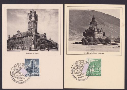 Briefmarken Deutsches Reich WHW ex. 752-759 Maximumkarten Leipzig selten