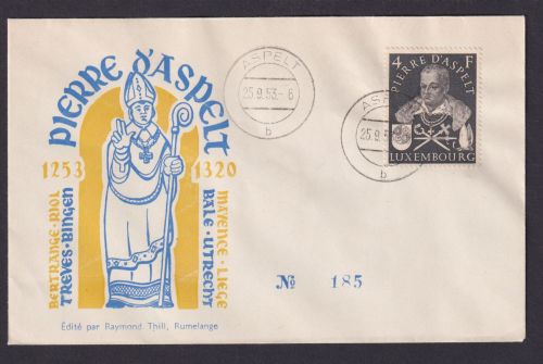 Luxemburg 516 Peter von Aspelt Bischof Erzbischof Mainz als FDC Kat.Wert 65,00 €