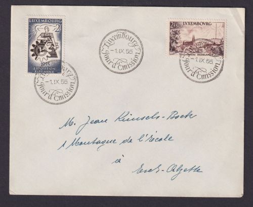 Luxemburg 535-536 Handwerk + Fernsehsender Brief FDC echt gel. Esch Sur Alzette