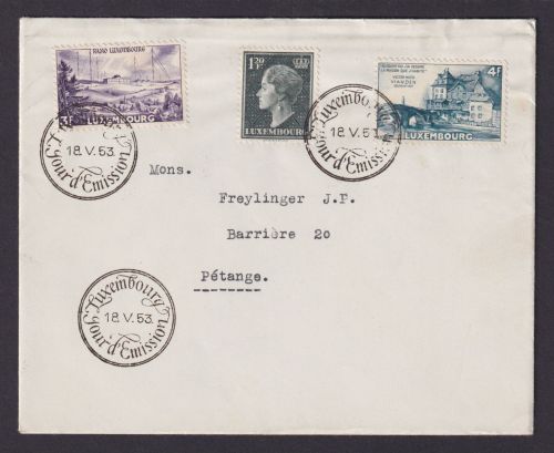 Luxemburg 512-513 Ansichten + Großherzogin Charlotte Brief FDC echt gelaufen n.