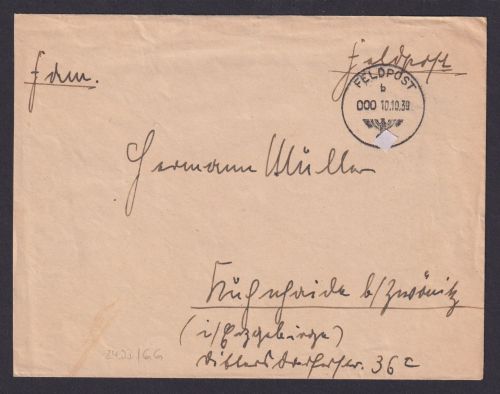 Besetzung Polen Generalgouvernement Brief Stummer Feldpost K1 000 10.10.1939
