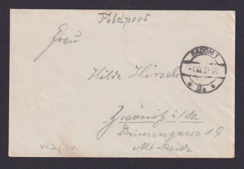 Besetzung Polen Generalgouvernement Feldpost Brief Radom Zwönitz Sachsen