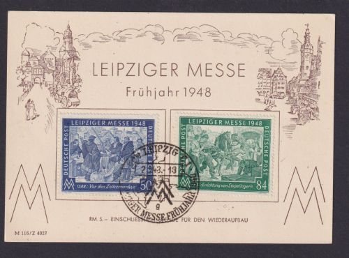 Alliierte Besetzung immer beliebte Sonderkarte Leipzig SSt Messe 1947