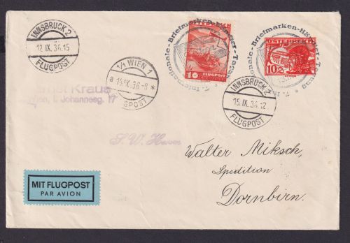 Österreich Privatganzsache Philatelie Briefmaken Händler Tag Flugpost Wien mit