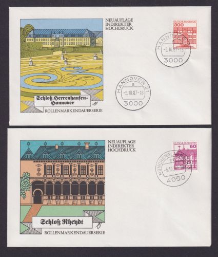 Bund Brief Letterset Burgen & Schlösser 1143 A II als FDC selten 6 Stück