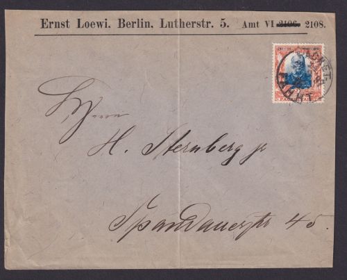 Stadtpost Privatpost Berlin Brief EF 3 Pfg. Reklame Ernst Loewi Lutherstr. 5