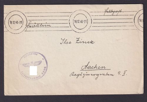 Deutsches Reich Brief stummer Feldpost Nr. 35918 Stempel ohne Ortsangabe Aachen