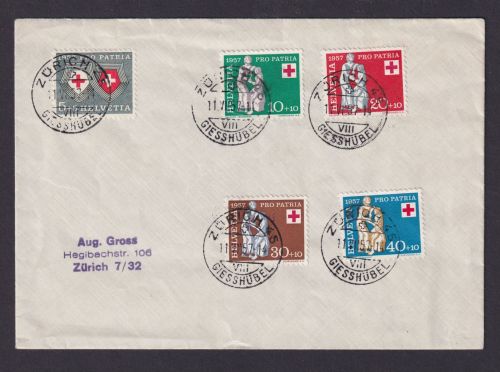 Pro Patria Zürich Giesshübel Schweiz Brief Briefmarken Rotes Kreuz