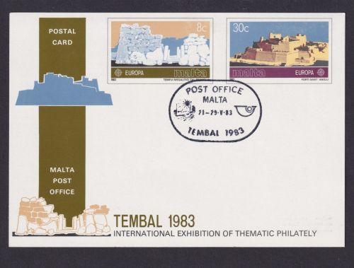 Malta Postkarte Philatelie Ganzsache Internationale Ausstellung Tembal 1983