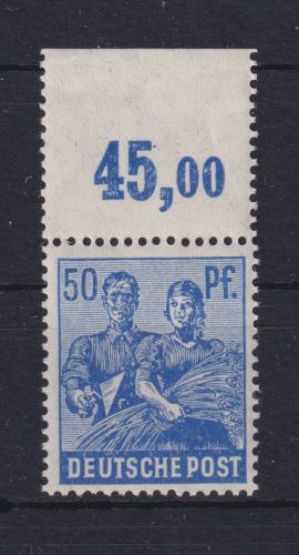 Gemeinschaftsausgabe Kontrollratsausgabe II 955 P OR dgz Oberrand 50 Pf