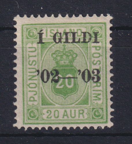 Island D 15 A ungebraucht 20 A grün Dienstmarke Aufdruck