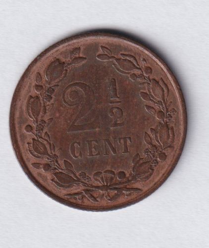 Münze Niederlande 52 - 2 1/2 Cent 1881 Wappenlöwe Bronze ss