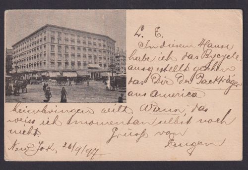 USA Bild Privatganzsache 2c Fifth Avenue Destination New York Basel Schweiz
