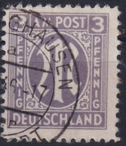 Bizone 17 AM-Post deutscher Druck 3 Pfg gestempelt Plattenfehler XXIV Kat 50,00