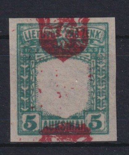 Litauen 60 U Landeswappen Abart Passerverschiebung bei 4. Berliner Ausgabe 1919
