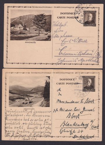 Ceskoslovensko Tscheoslowakei Lot 7 Bild Ganzsachen Praha Krkonose n Deutschland